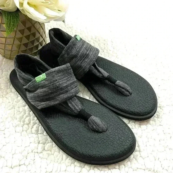 Sanuk Yoga Sling 2 Black Slip On Cushiony Ohm Zen Thong Sandal Size 8 - Picture 2 of 13